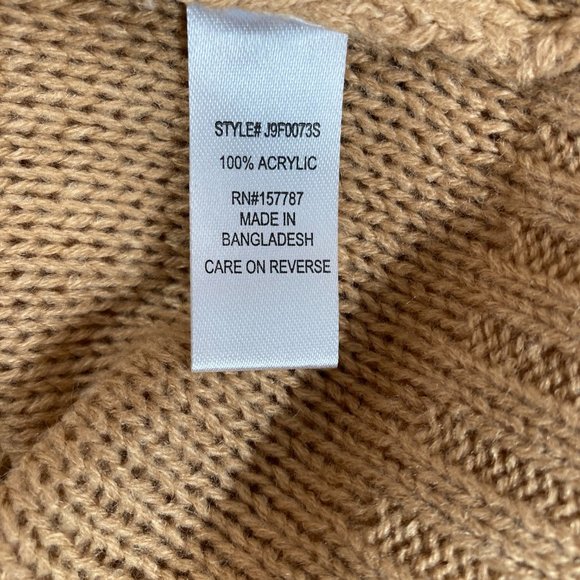 Tan Cable Knit Cardigan Sweater - Picture 6 of 9